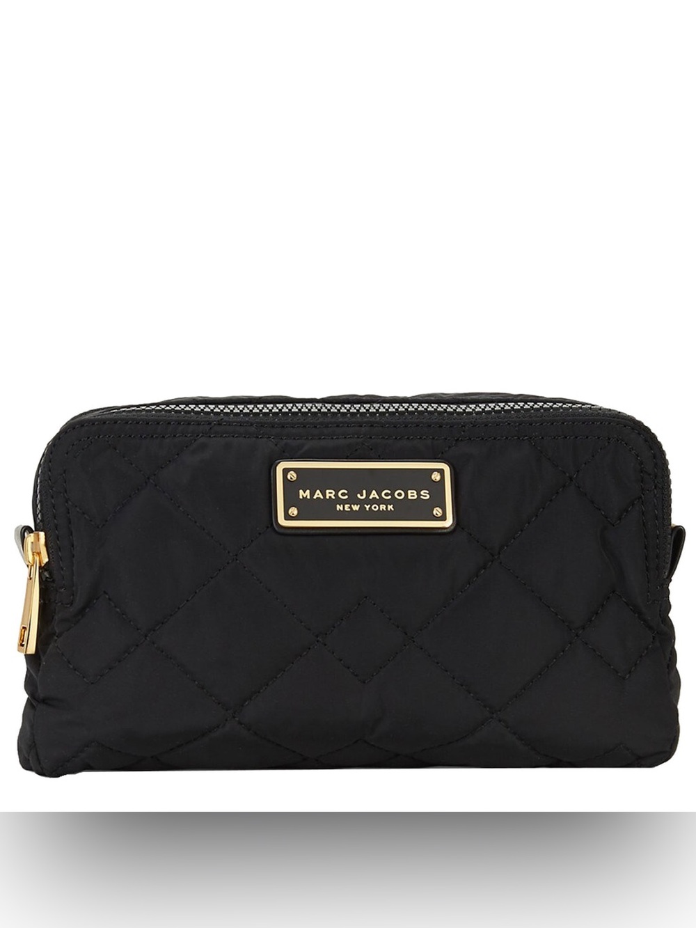 NWT Marc Jacobs Quilted Nylon Double Zip Cosmetic Pouch with Gold hardware